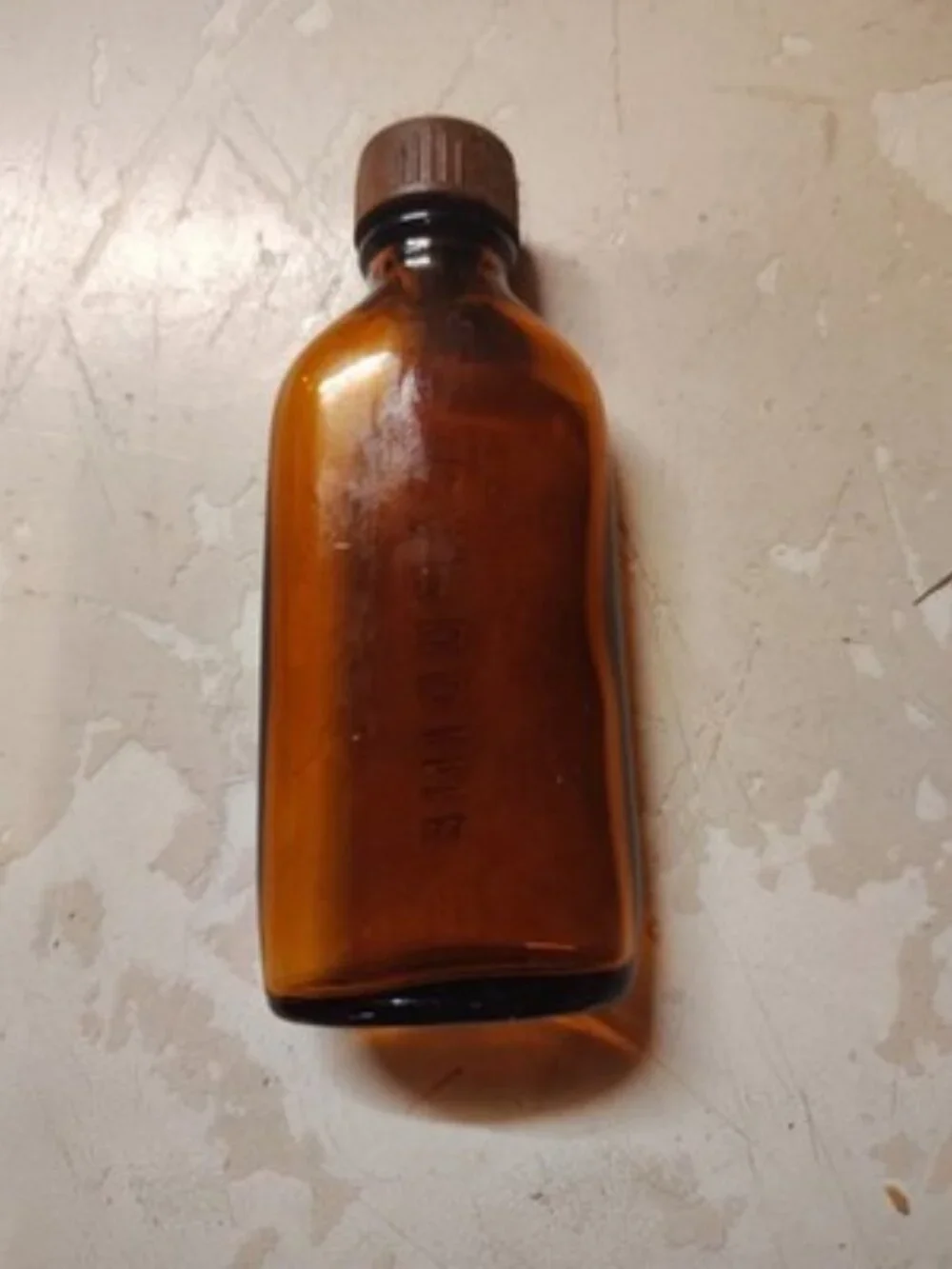 Amber small Capudine medicine Antique Amber Glass, With Lid Excellent Condition